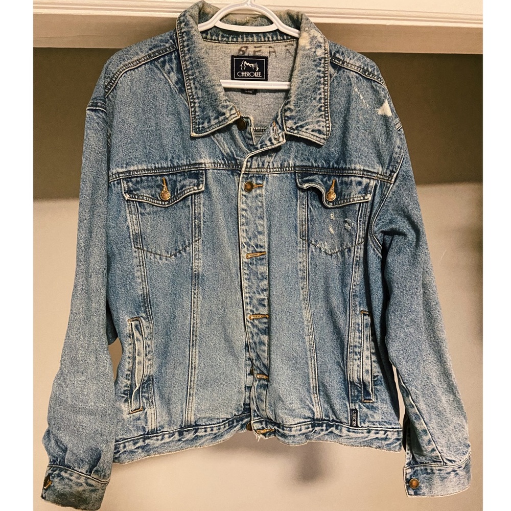 Vintage Oversized Distressed Denim Jacket